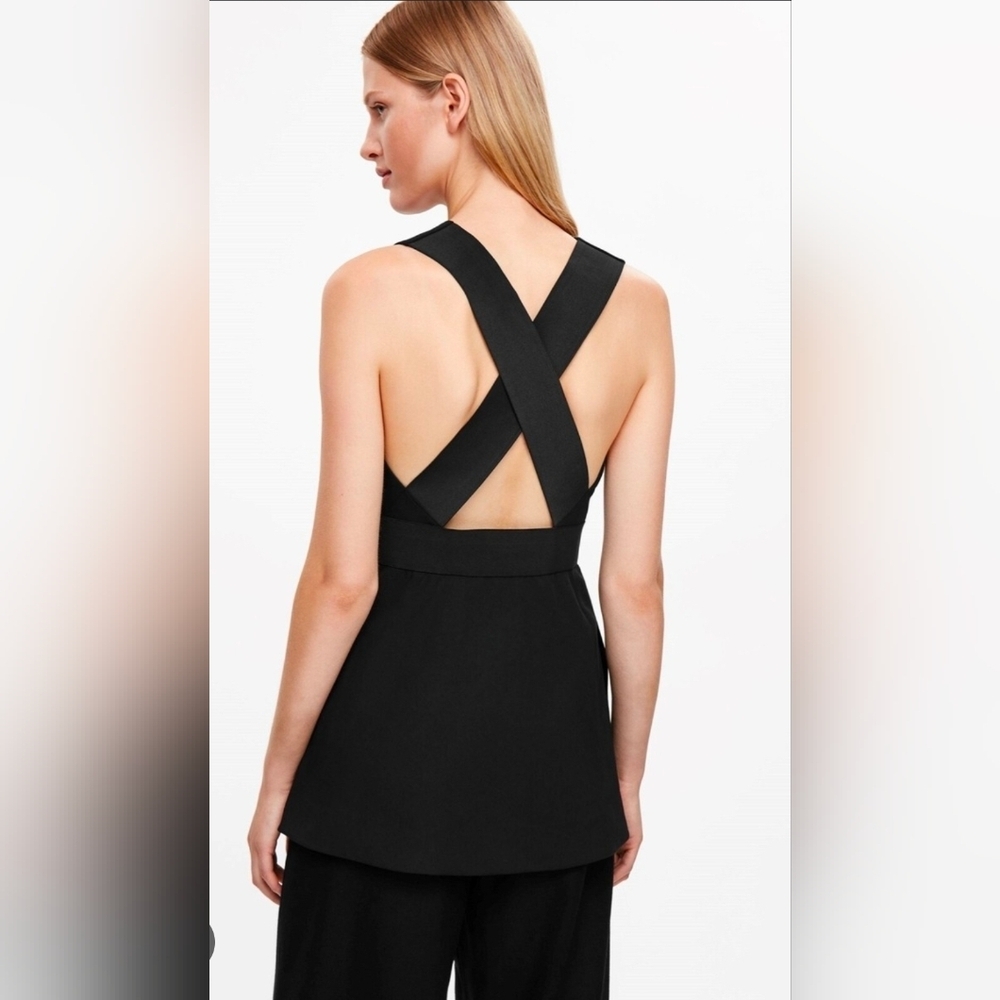 COS Cross Back Black Top Size 2